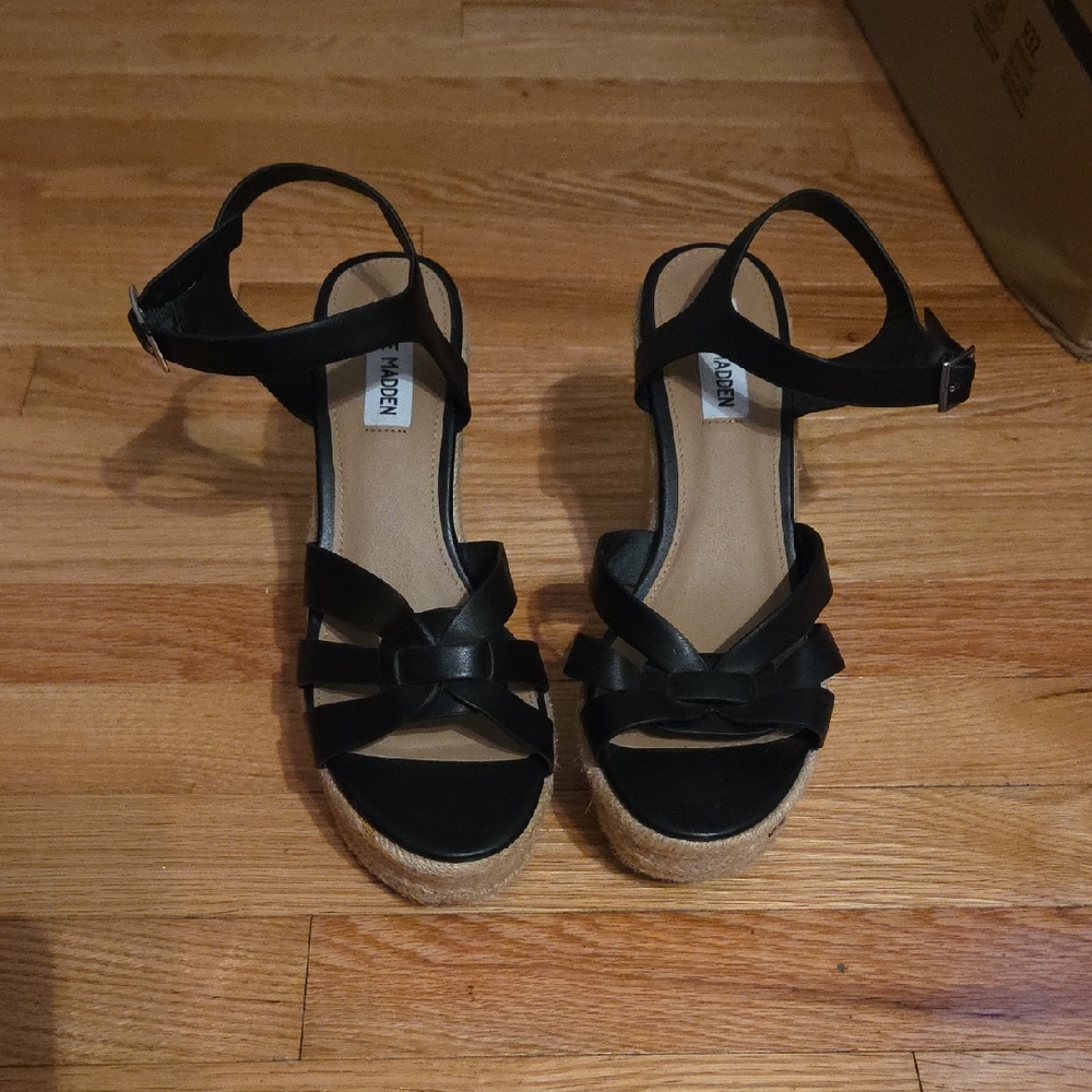 Steve Madden Black Wedge Heels